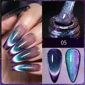 1Pc Y2K Aesthetic Rainbow Cat Magnetic Nail Gel, Holographic Glitter Cat Eye Gel